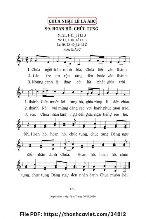 Hoan hô chúc tụng [CN Lễ Lá ABC] – - Lm. Mi Trầm - trang 1