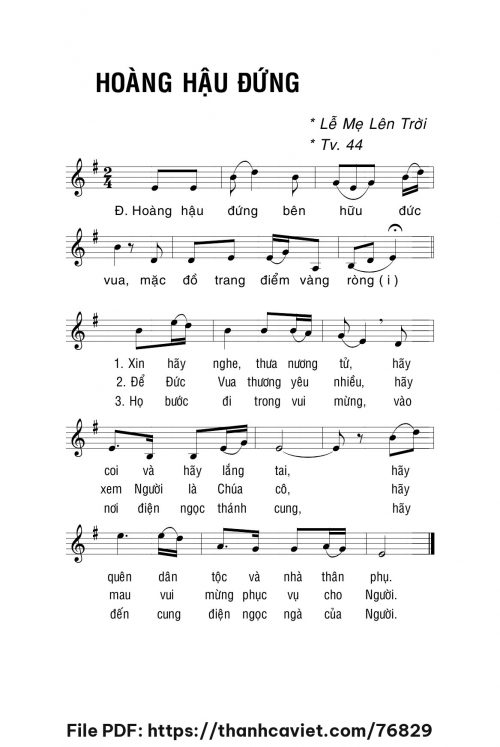 Hoàng Hậu đứng - Lm. La Thập Tự - trang 1
