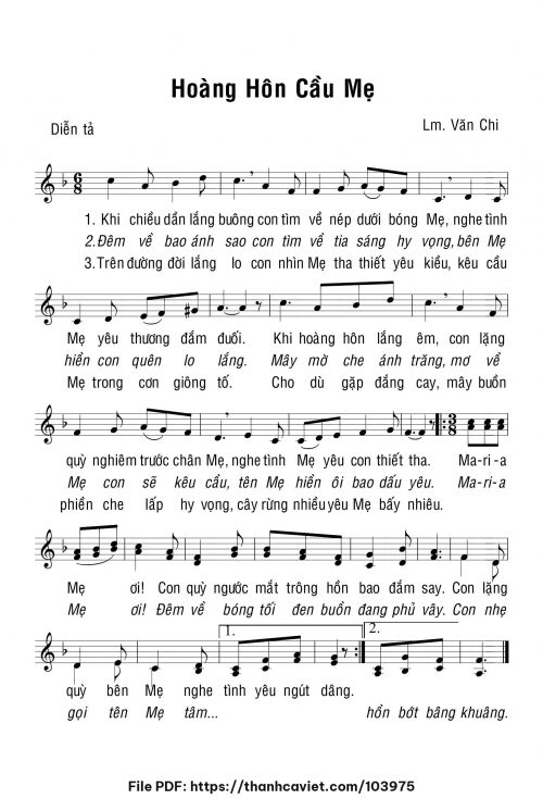 Hoàng hôn cầu Mẹ - Lm. Văn Chi - trang 1