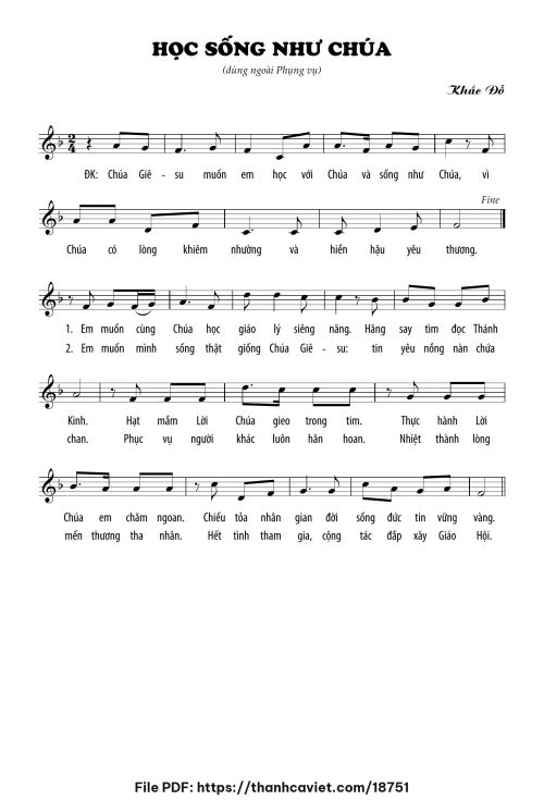 Học sống như Chúa - Lm. Khắc Đỗ - trang 1
