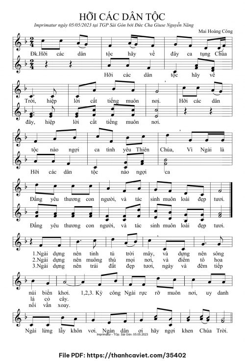 Hỡi các dân tộc - Mai Hoàng Công - trang 1