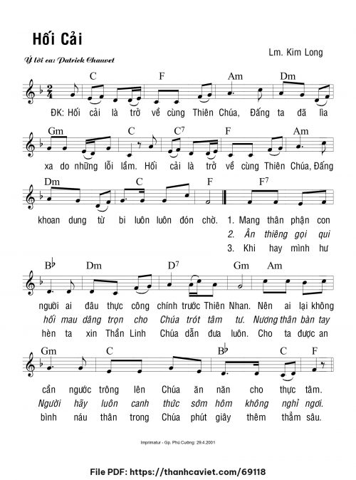 Hối cải - Lm. Kim Long - trang 1