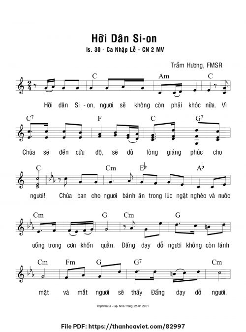 Hỡi dân Sion - Sr. Trầm Hương - trang 1