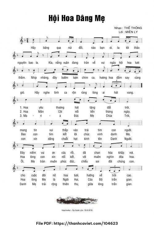 Hội hoa dâng Mẹ - Thế Thông - Lời: Miên Ly - trang 1