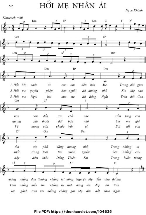 Hỡi Mẹ nhân ái - Ngọc Khánh - trang 1