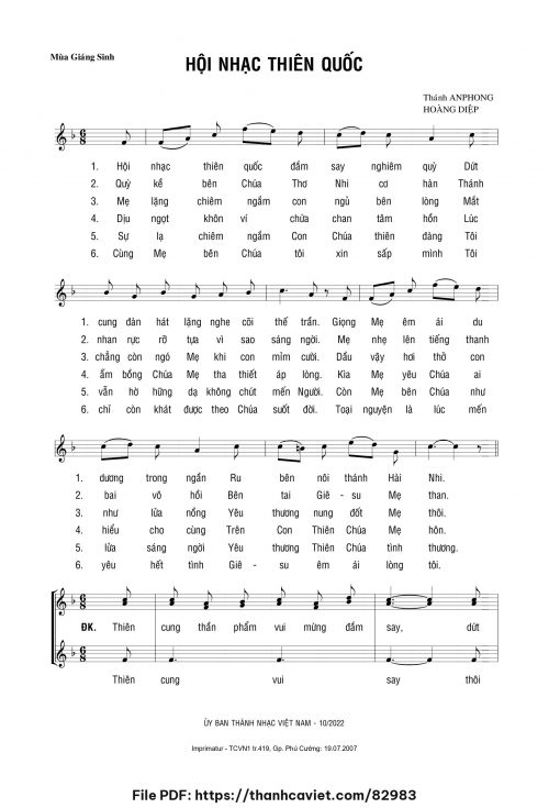 Hội Nhạc Thiên Quốc - Thánh Anphongso - Lm. Hoàng Diệp - trang 1