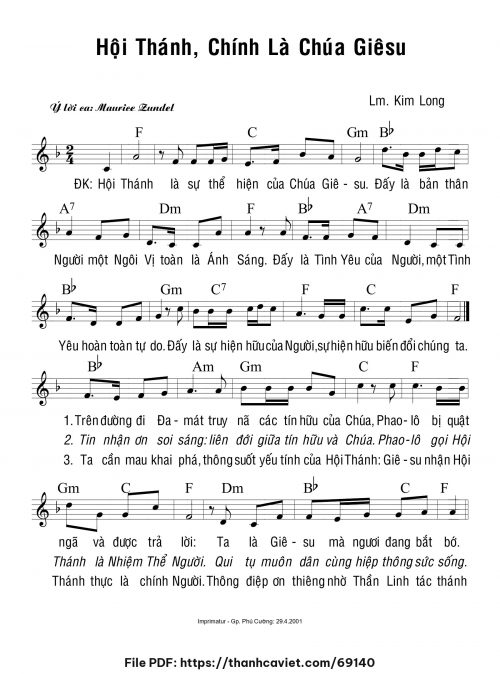 Hội Thánh, chính là Chúa Giêsu - Lm. Kim Long - trang 1