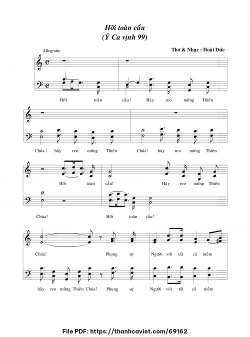 Hỡi toàn cầu - Lm. Hoài Đức - trang 1
