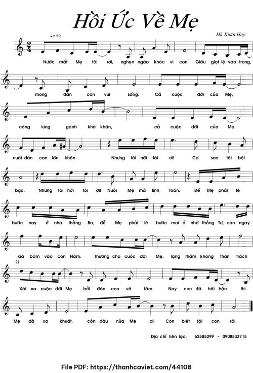 Hồi ức về mẹ - Hà Xuân Huy - trang 1