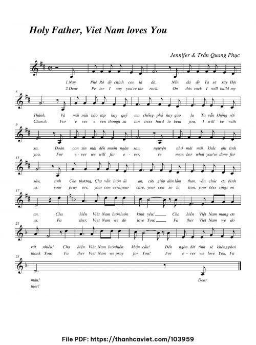 Holy Father, Viet Nam loves You - Trần Quang Phục & Jennifer - trang 1