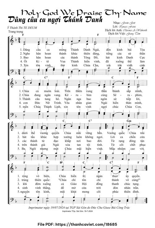 Holy God We Praise Thy Name – Dâng câu ca ngợi Thánh Danh - Lm. Giang Tâm - trang 1