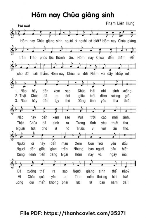Hôm nay Chúa giáng sinh - Lm. Phạm Liên Hùng - trang 1