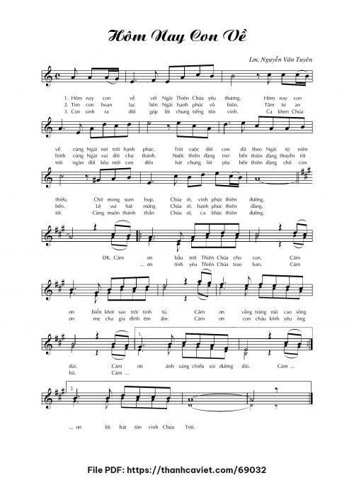 Hôm nay con về - Lm. Nguyễn Văn Tuyên - trang 1
