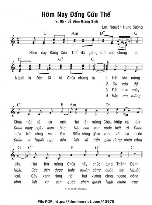 Hôm nay Đấng Cứu Thế - Lm. Nguyễn Hùng Cường - trang 1