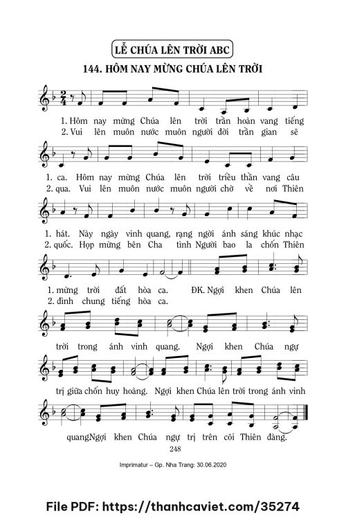 Hôm nay mừng Chúa lên trời [Lễ Chúa lên trời ABC] – - Lm. Mi Trầm - trang 1
