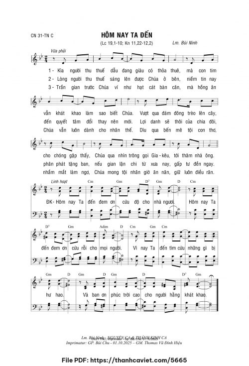 Hôm nay Ta đến - Lm. Bùi Ninh - trang 1