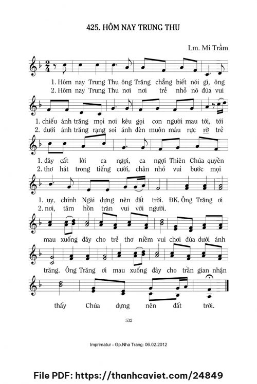 Hôm nay trung thu - Lm. Mi Trầm - trang 1