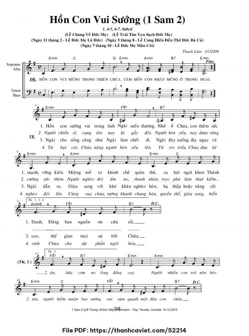 Hồn con vui sướng - Thanh Lâm (Giuse) - trang 1