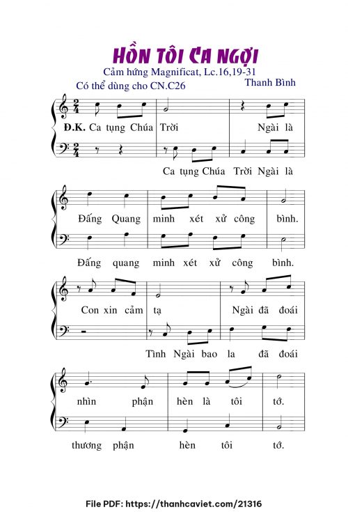 Hồn tôi ca ngợi - Lm. Thanh Bình - trang 1