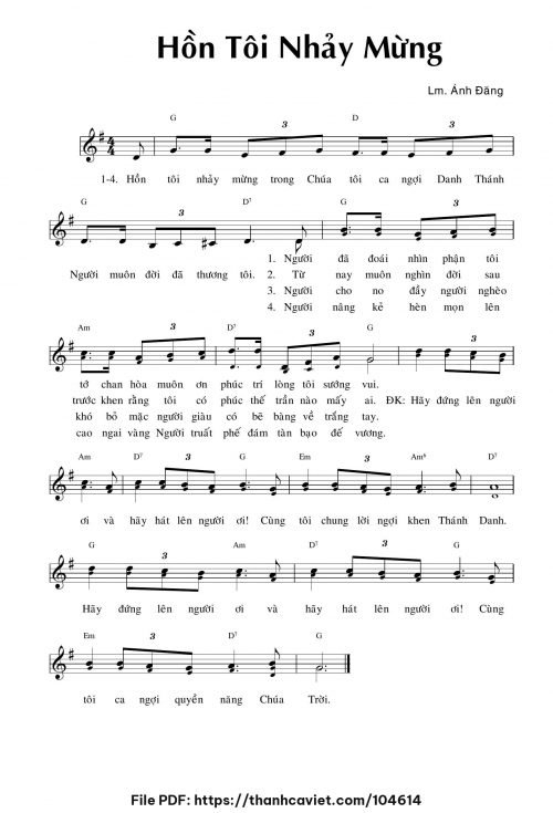 Hồn tôi nhảy mừng - Lm. Ánh Đăng - trang 1