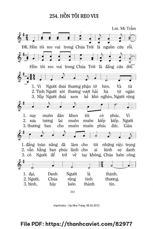Hồn tôi reo vui - Lm. Mi Trầm - trang 1