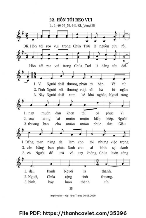 Hồn tôi reo vui [Hiệp Lễ CN3 MVB] – - Lm. Mi Trầm - trang 1