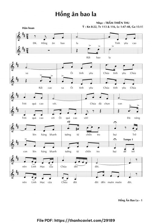Hồng ân bao la - Trầm Thiên Thu - trang 1