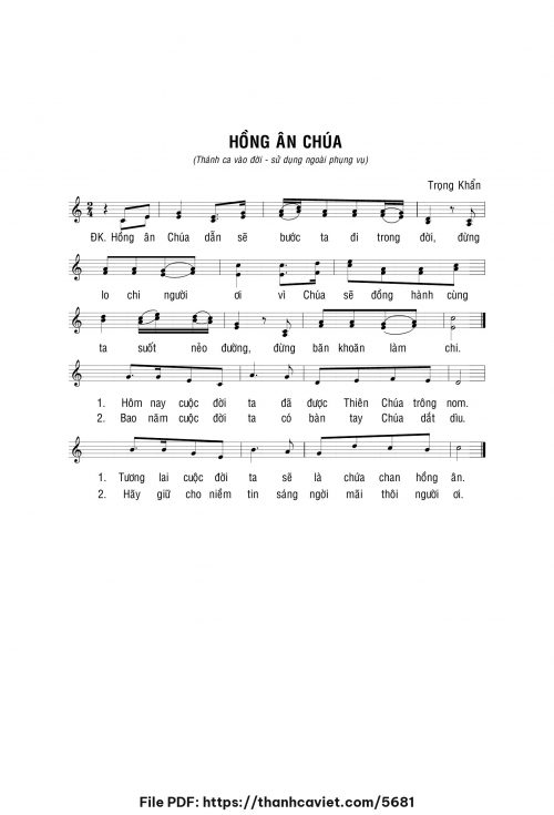 Hồng ân Chúa - Lm. Trọng Khẩn - trang 1