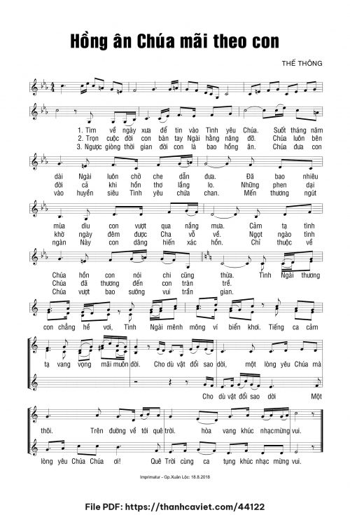 Hồng ân Chúa mãi theo con - Thế Thông - trang 1