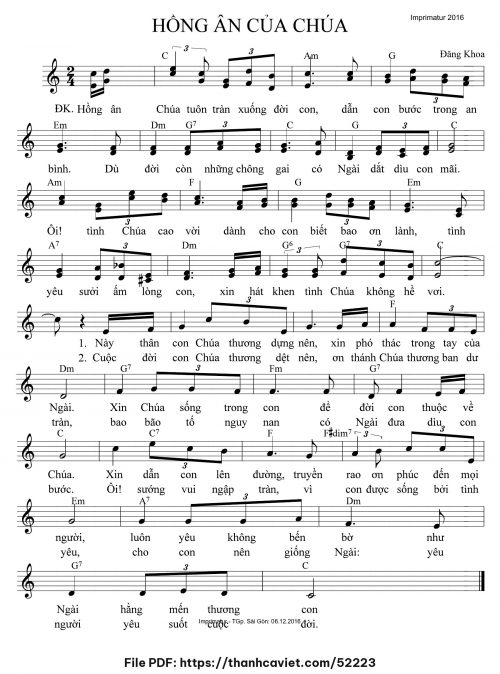 Hồng ân của Chúa - Đăng Khoa - trang 1
