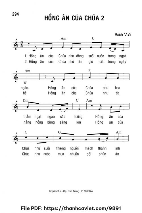 Hồng ân của Chúa 2 - Lm. Bạch Vân - trang 1