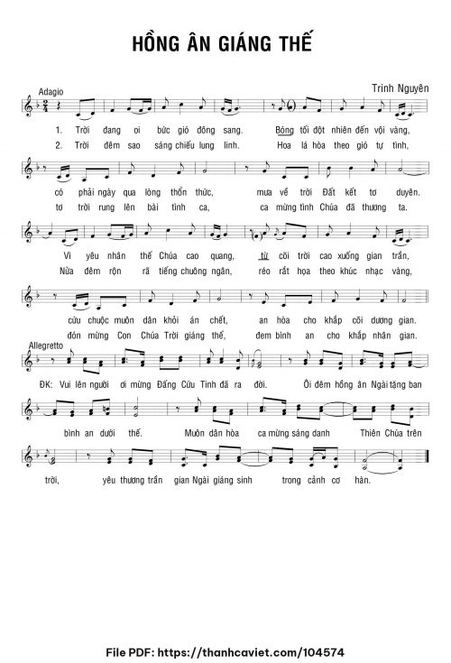 Hồng ân giáng thế - Sr. Trinh Nguyên - trang 1