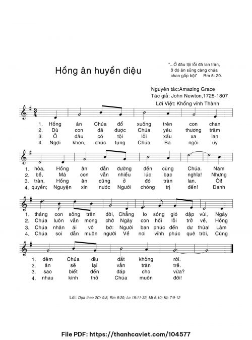 Hồng ân huyền diệu - Khổng Vĩnh Thành (Nhạc Ngoại, lời Việt) - trang 1