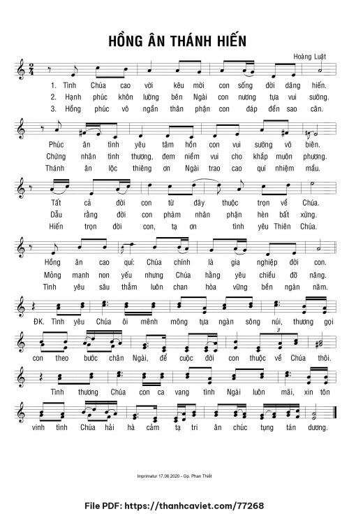 Hồng ân thánh hiến - Lm. Hoàng Luật - trang 1