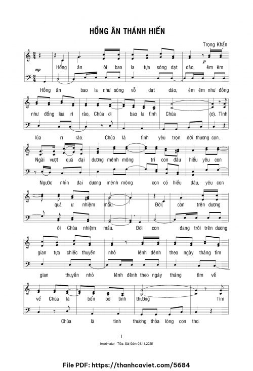 Hồng ân thánh hiến - Lm. Trọng Khẩn - trang 1