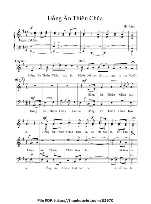 Hồng ân Thiên Chúa - Hải Linh - trang 1