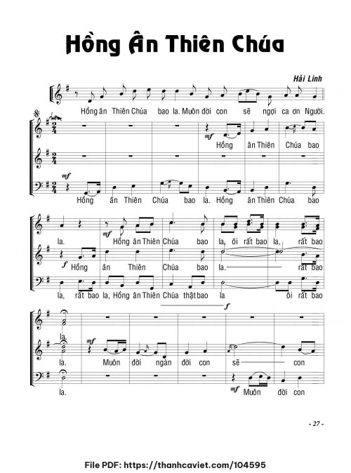 Hồng ân Thiên Chúa - Hải Linh - trang 1