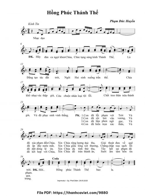 Hồng phúc Thánh Thể - Phạm Đức Huyến - trang 1