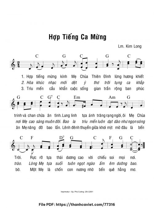Hợp tiếng ca mừng - Lm. Kim Long - trang 1