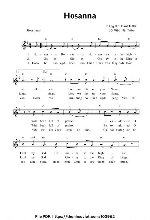 Hosanna - Hải Triều (Nhạc Ngoại, lời Việt) - trang 1