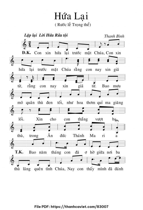 Hứa lại - Lm. Thanh Bình - trang 1