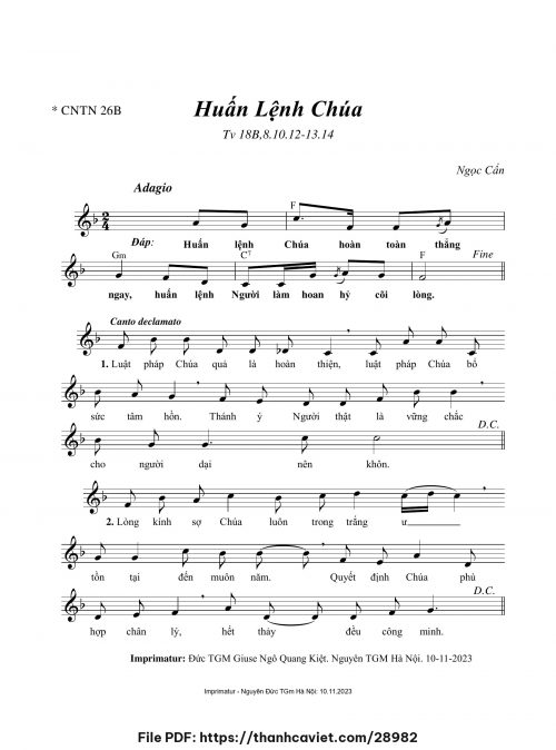 Huấn lệnh Chúa [Tv 18B – CNTN 26B] - Ngọc Cẩn - trang 1