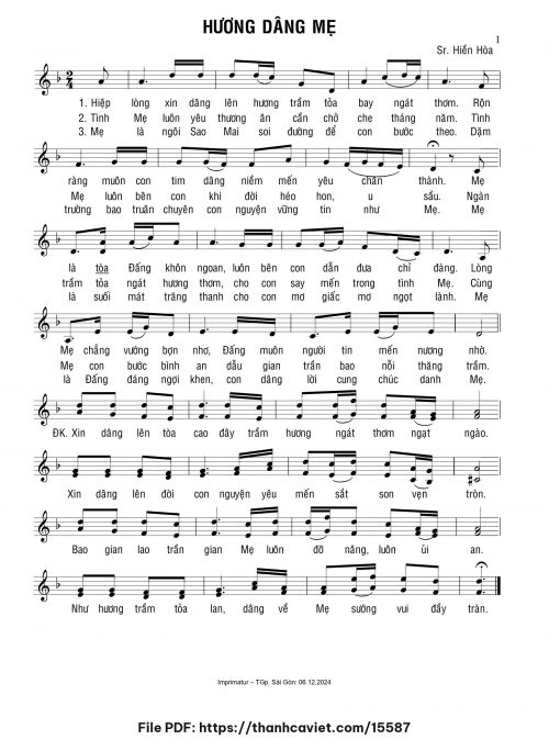 Hương dâng Mẹ - Sr. Hiền Hòa - trang 1