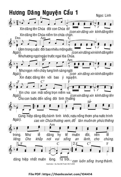 Hương dâng nguyện cầu 1 - Ngọc Linh - trang 1