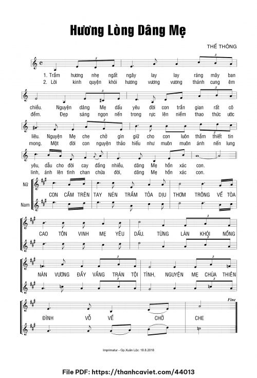 Hương lòng dâng Mẹ - Thế Thông - trang 1