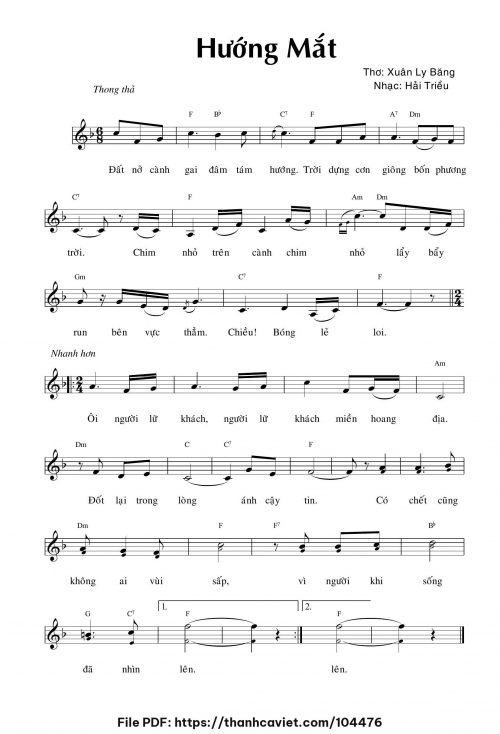 Hướng mắt - Hải Triều - Thơ: ĐÔ. Xuân Ly Băng - trang 1