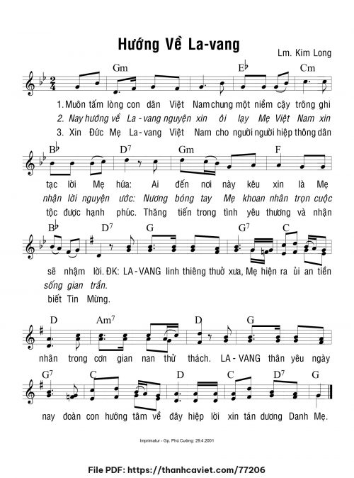 Hướng về La Vang - Lm. Kim Long - trang 1