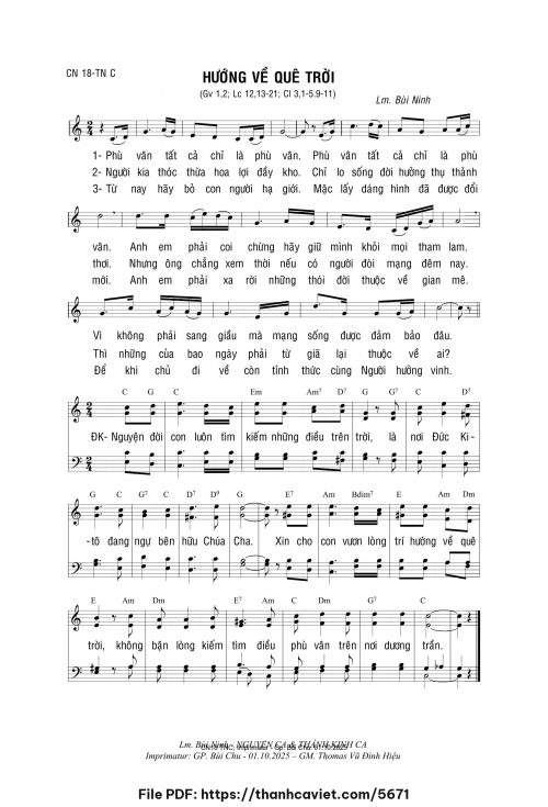 Hướng về quê trời - Lm. Bùi Ninh - trang 1
