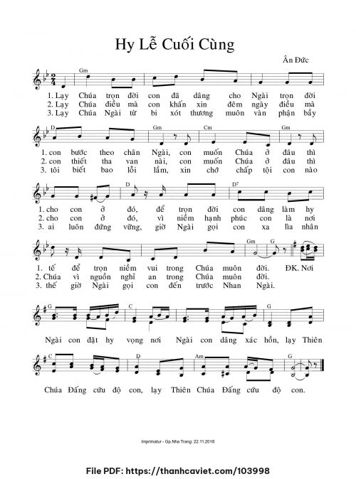 Hy lễ cuối cùng - Lm. Ân Đức - trang 1
