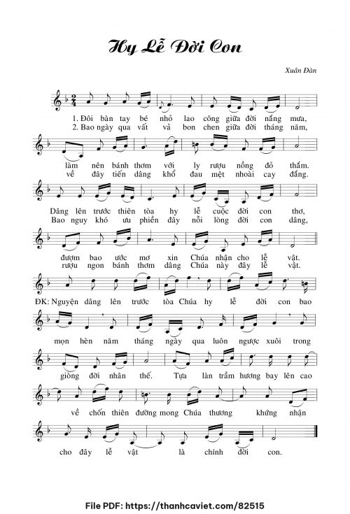 Hy lễ đời con - Xuân Đàn - trang 1